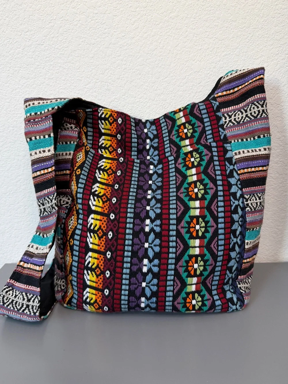 World Market Embroidered Bohemian Woven Hobo Crossbody Shoulder Bag
